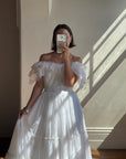 Vintage 70s Ruffled Tie Waist Wedding Dress