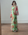 Vintage 70s Floral Belted Maxi Dress